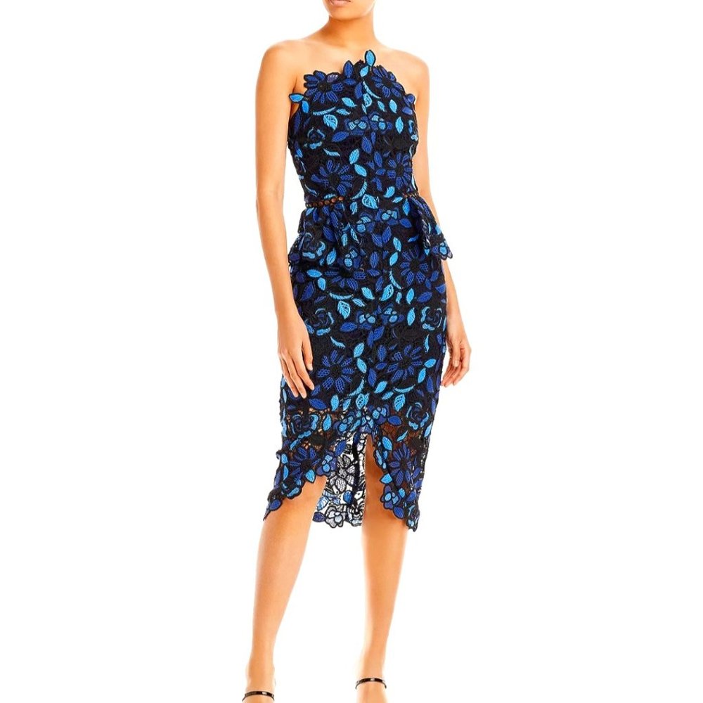 Elliatt Times Floral Crochet Dress Blue Multi Size L